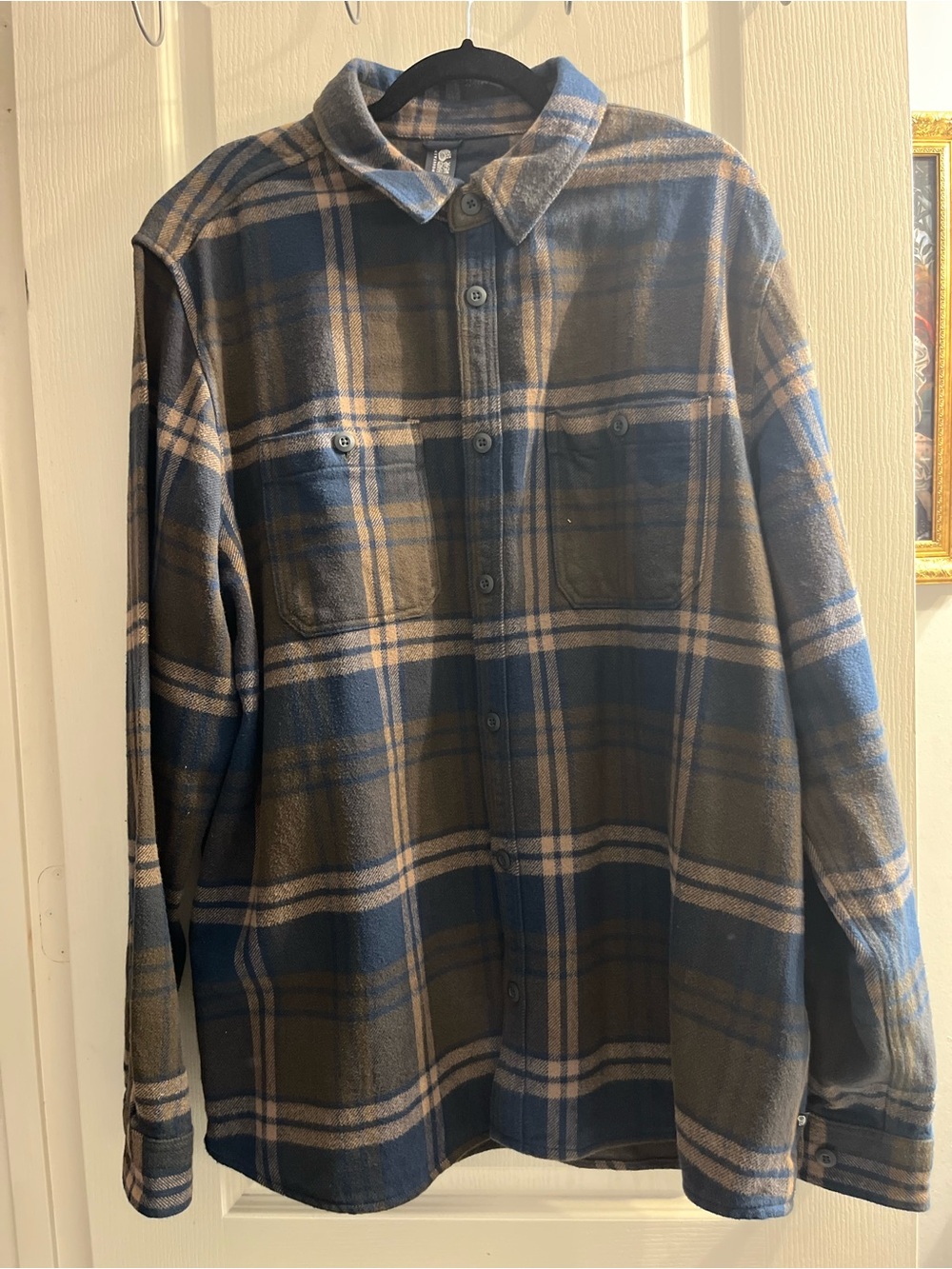 Mountain Hardwear Navy and Brown Plaid Fleece Shirt Jacket